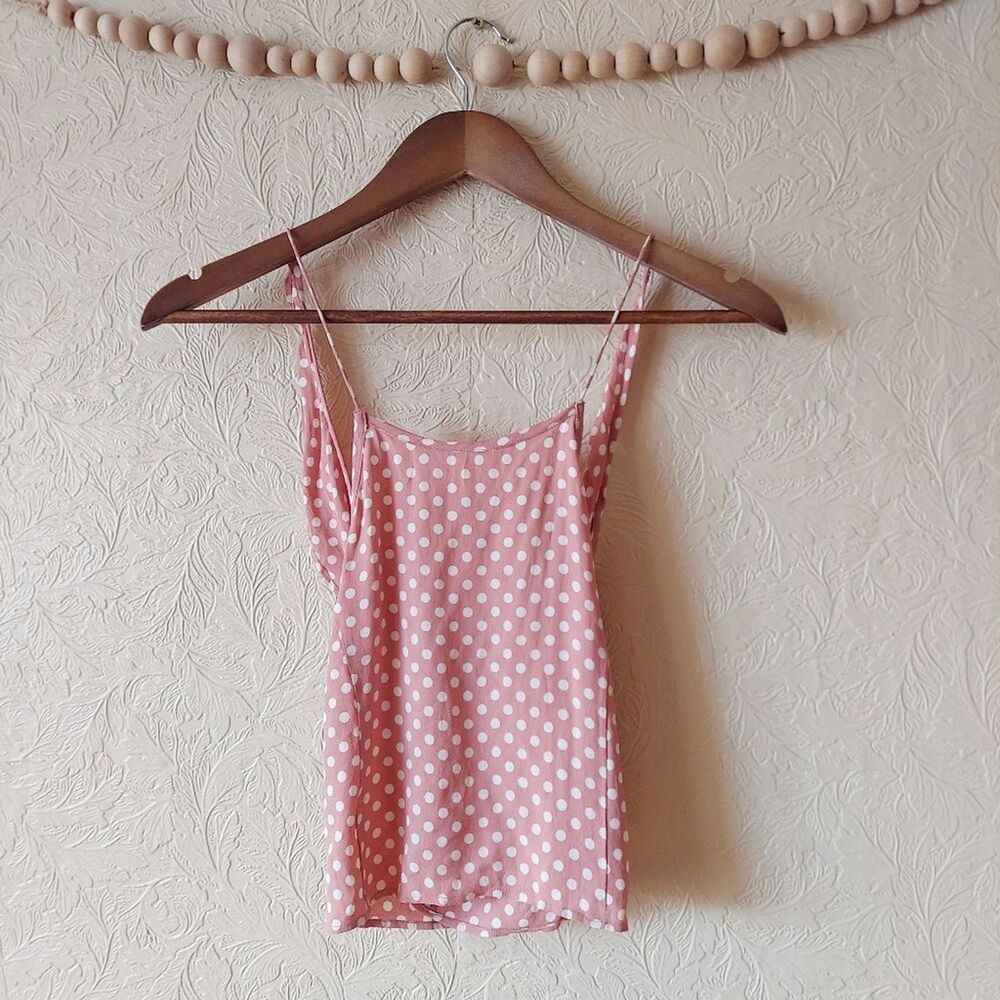 Privacy Please Polka Dot Crop Top Pink Size Small